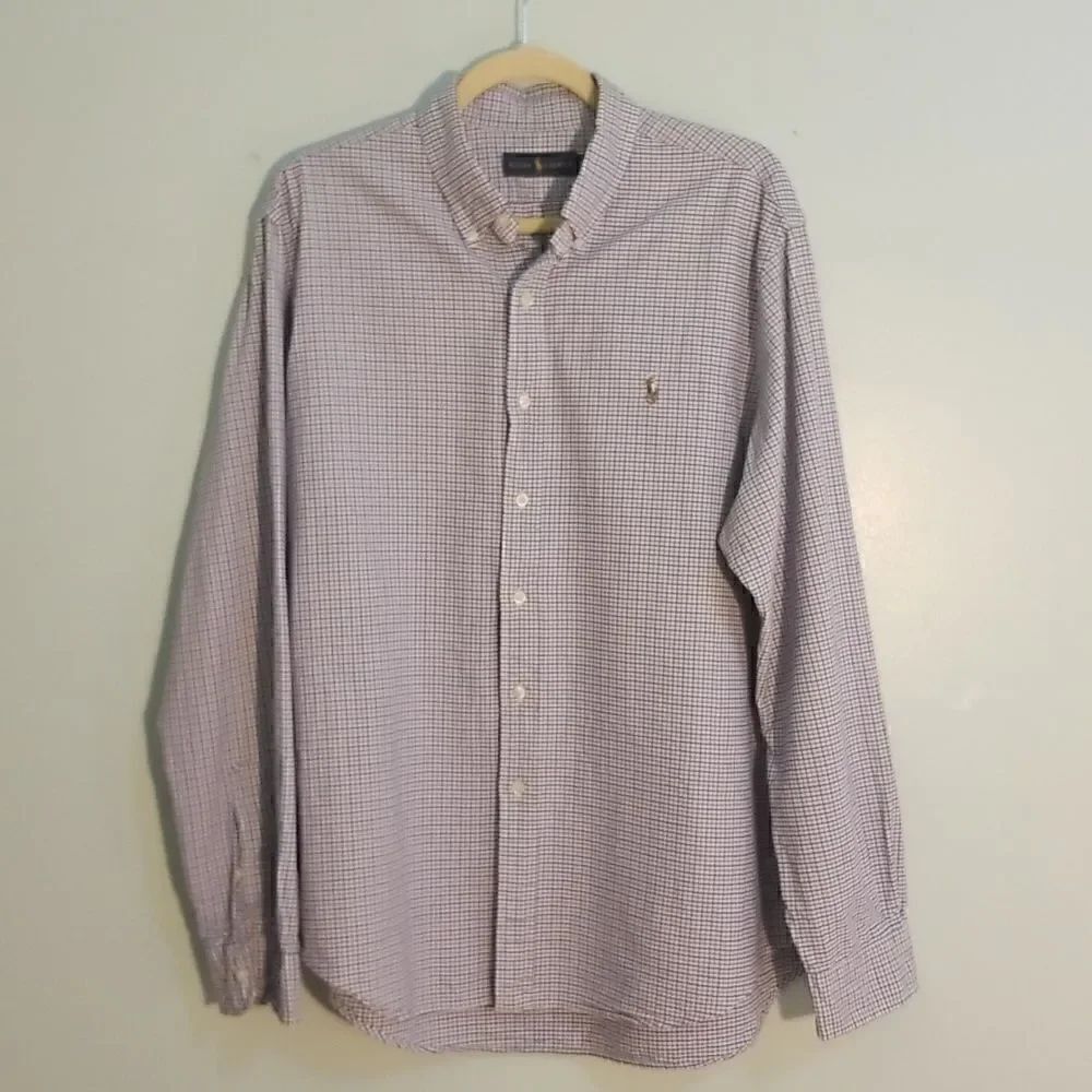 Ralph Lauren, blue/white button up, size XL.